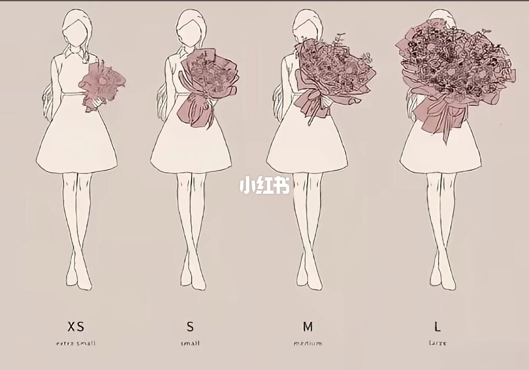 花束大小 XS-L 参照